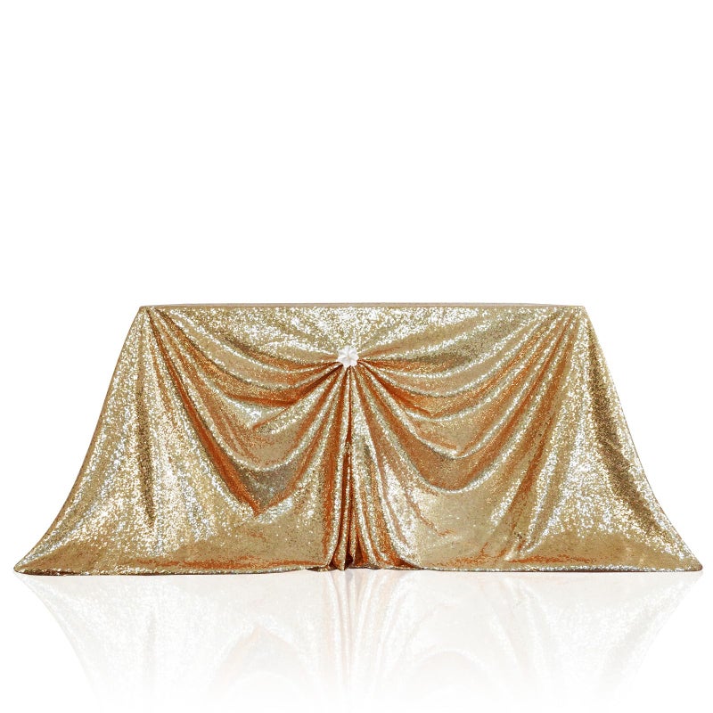 PartyDelight Sequin Tablecloth Light Gold Table Cloth Rectangular for Wedding Sweetheart 60"x 102" - Image 4